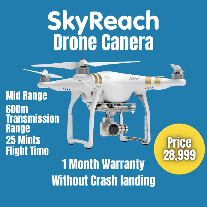 High-performance drone camera ad featuring technical specs and competitive pricing to attract tech enthusiasts. Engineered for maximum engagement through clear value propositions and conversion-driven visual hierarchy.